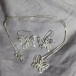 Elegant Silver Butterfly Jewelry Set